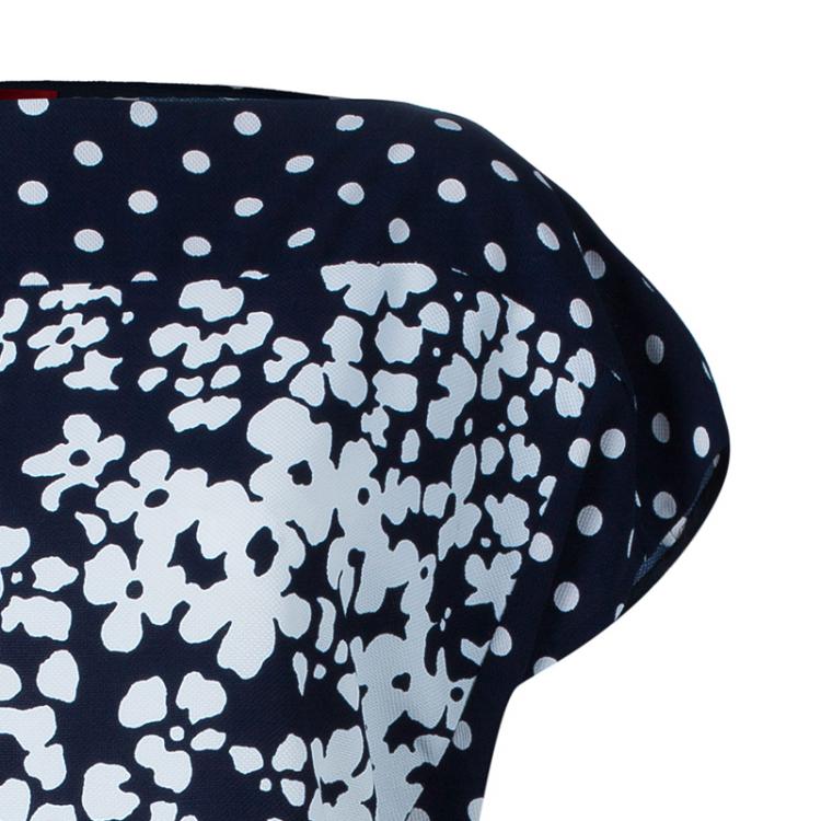 Pre Owned CH Carolina Herrera Navy and White Floral Print Square Top M