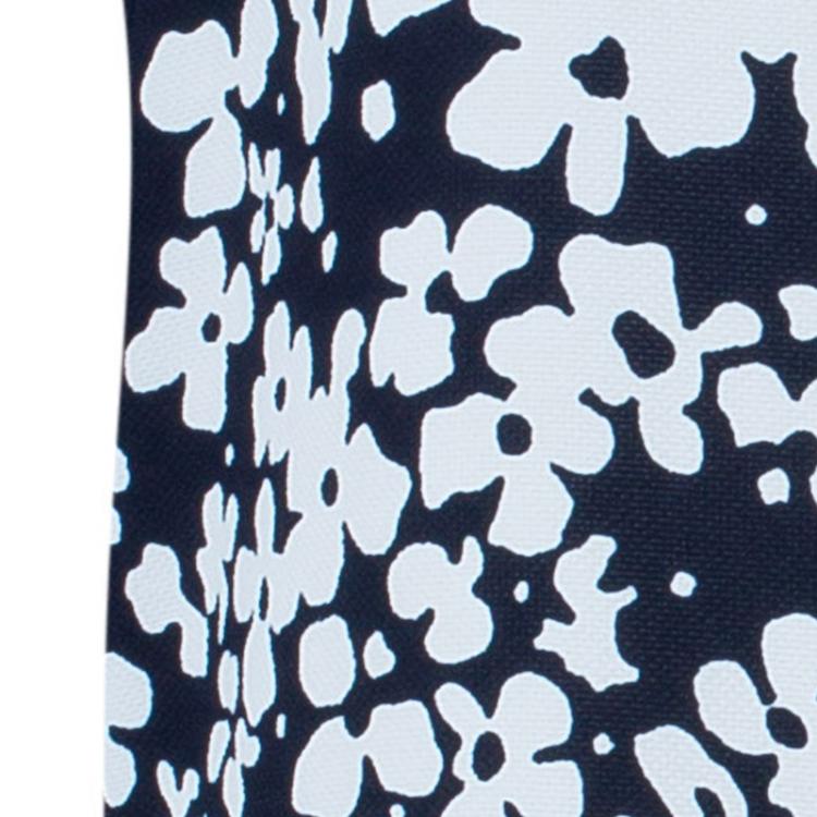Pre Owned CH Carolina Herrera Navy and White Floral Print Square Top M