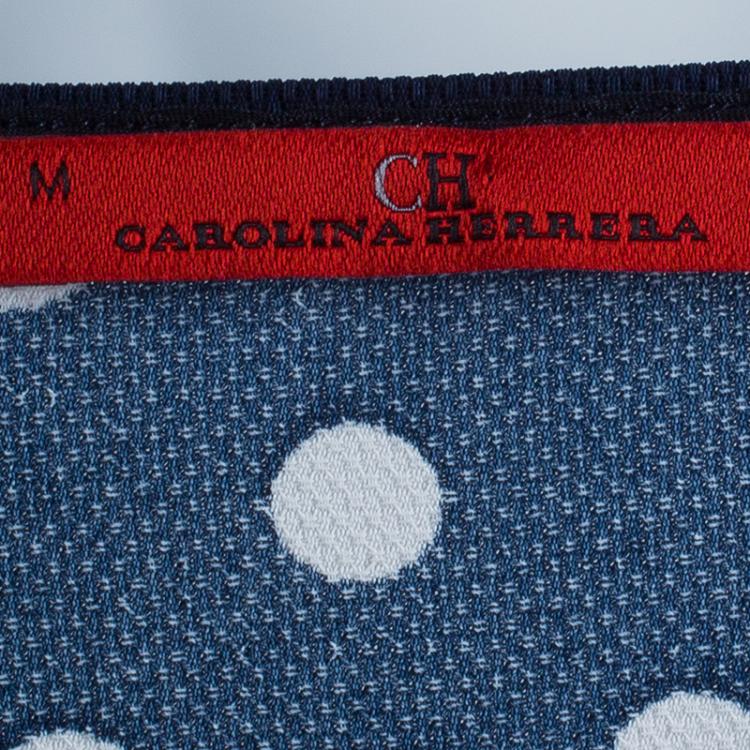 Pre Owned CH Carolina Herrera Navy and White Floral Print Square Top M