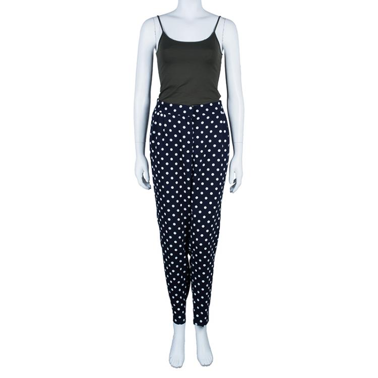 Pre Owned CH Carolina Herrera Navy Doted Trousers L