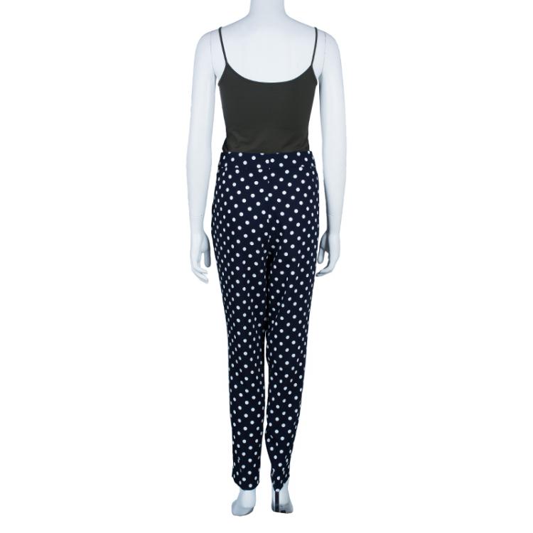 Pre Owned CH Carolina Herrera Navy Doted Trousers L