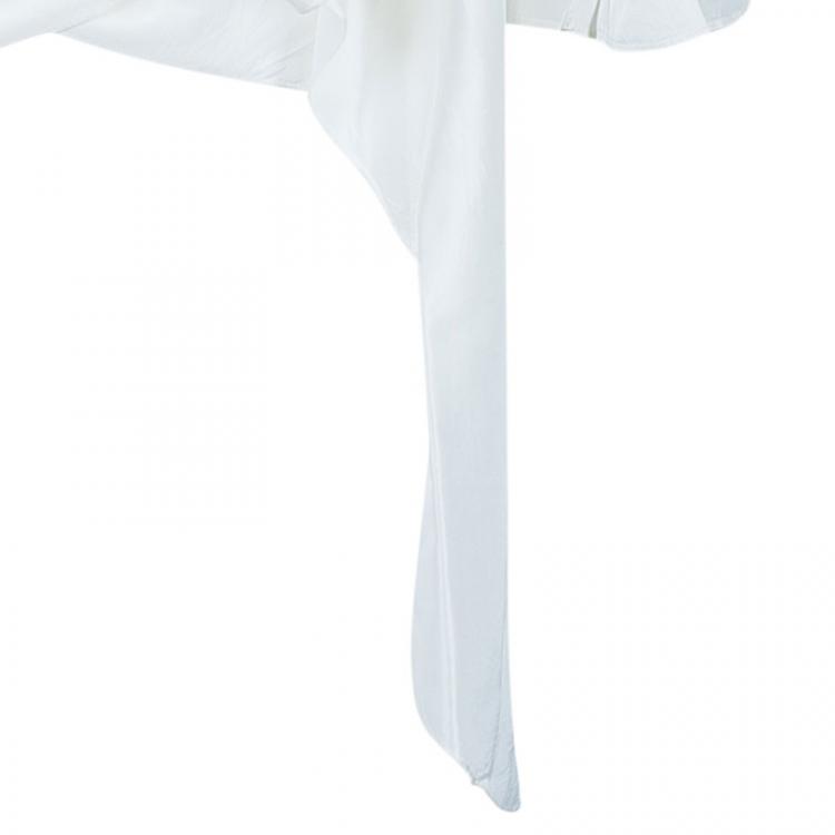 Pre Owned CH Carolina Herrera White Ruffle Detail Silk Top S