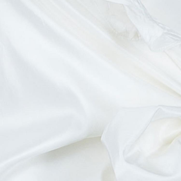 Pre Owned CH Carolina Herrera White Ruffle Detail Silk Top S