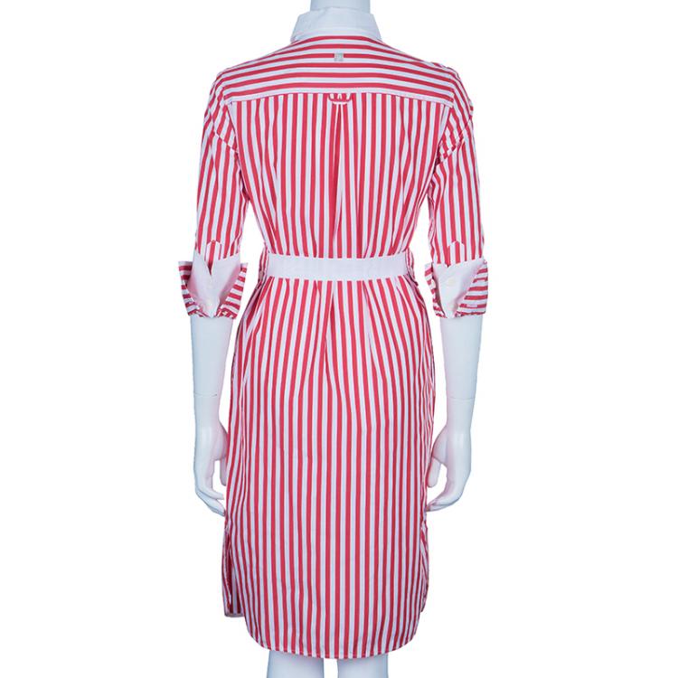 Pre Owned CH Carolina Herrera Red and White Long Sleeve Dress S
