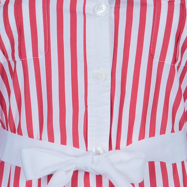 Pre Owned CH Carolina Herrera Red and White Long Sleeve Dress S