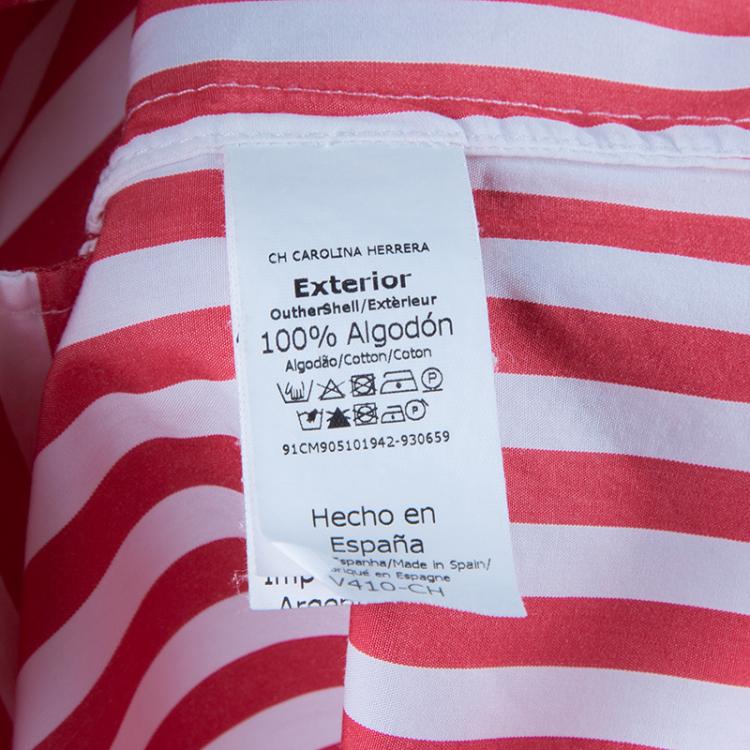Pre Owned CH Carolina Herrera Red and White Long Sleeve Dress S