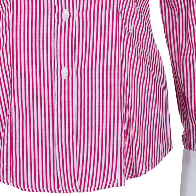 Pre Owned CH Carolina Herrera Red Striped Cotton Shirt S