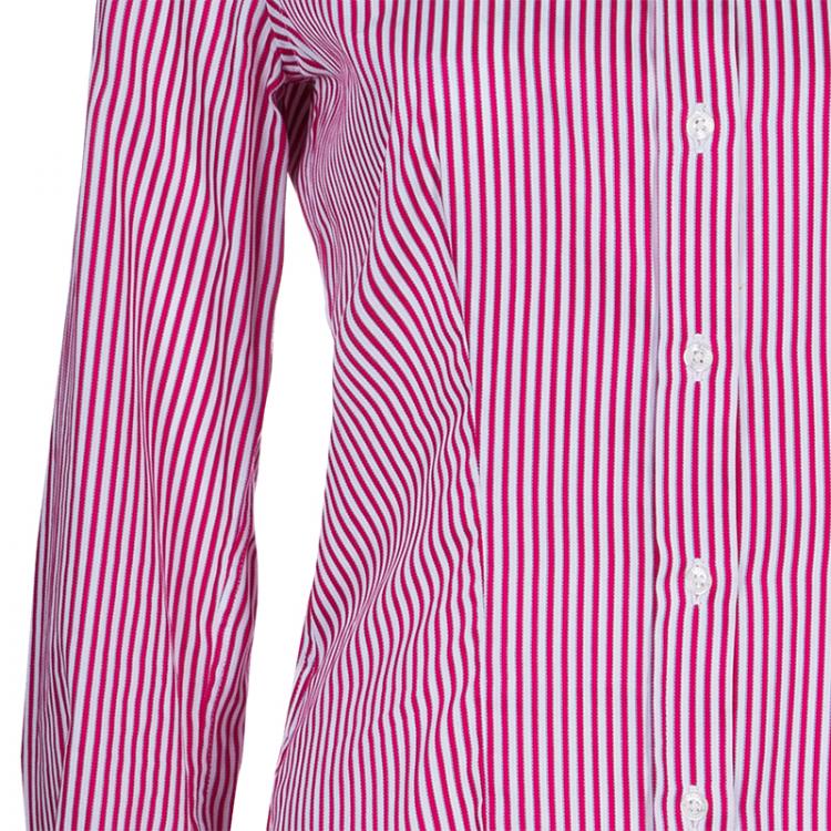 Pre Owned CH Carolina Herrera Red Striped Cotton Shirt S