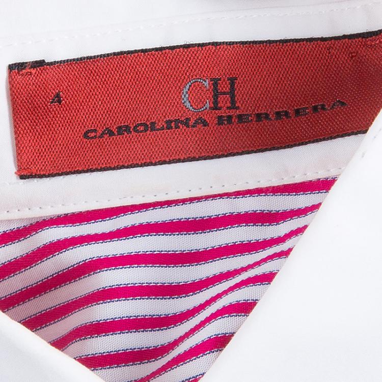 Pre Owned CH Carolina Herrera Red Striped Cotton Shirt S