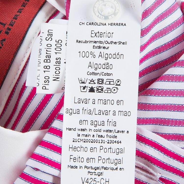 Pre Owned CH Carolina Herrera Red Striped Cotton Shirt S