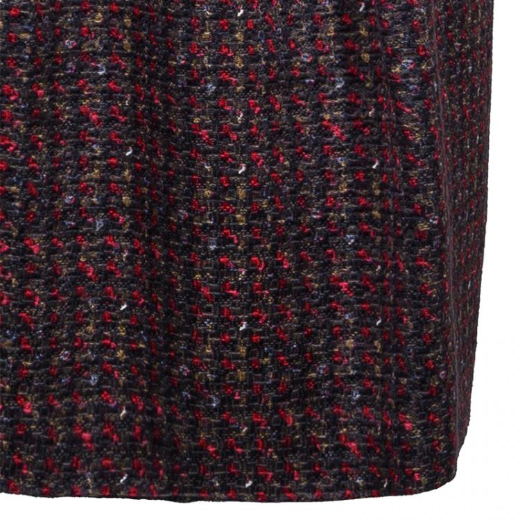 Pre Owned CH Carolina Herrera Brown Tweed Short Sleeve Dress M