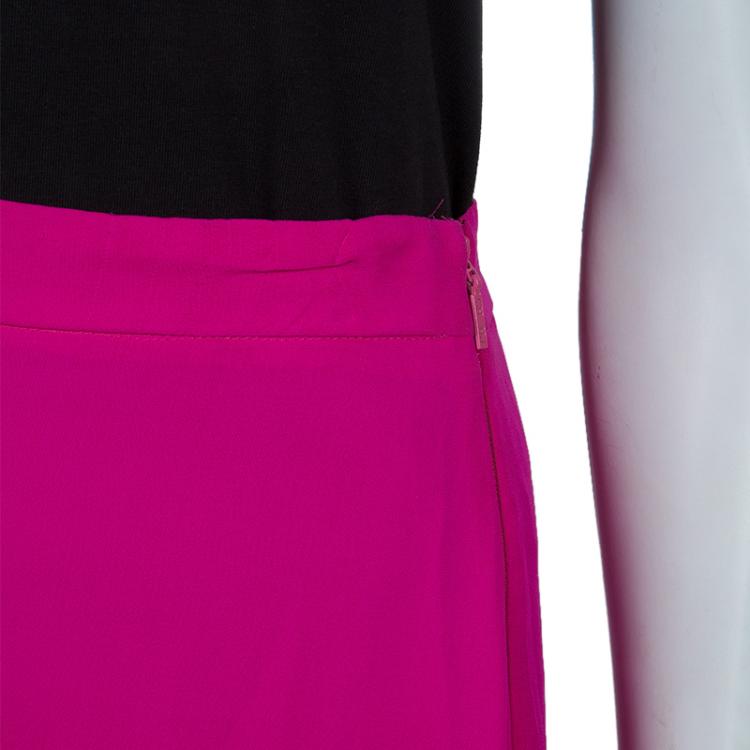 Pre Owned CH Carolina Herrera Pink Silk Pleated Skirt M