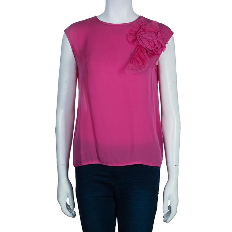 Pre Owned CH Carolina Herrera Pink Silk Top S