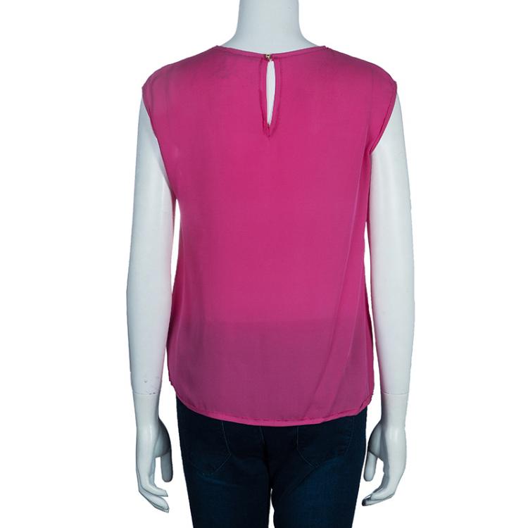 Pre Owned CH Carolina Herrera Pink Silk Top S