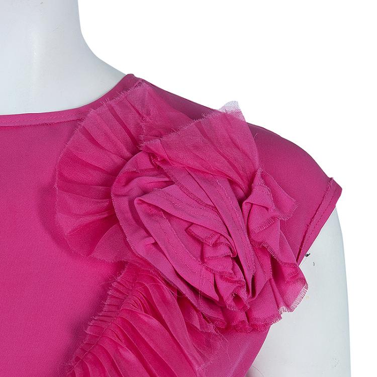 Pre Owned CH Carolina Herrera Pink Silk Top S