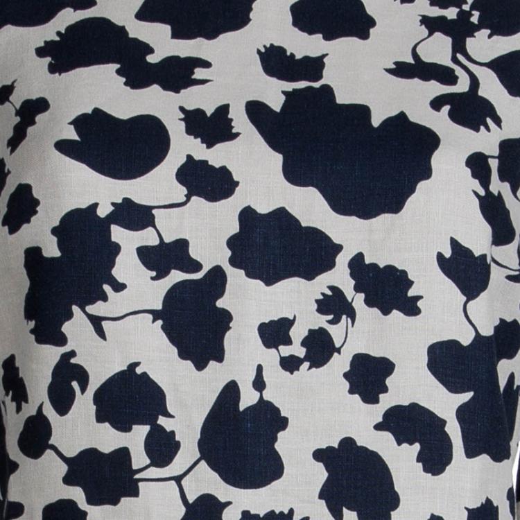 مملوكة مسبقًا CH Carolina Herrera Cream Floral Print Linen Dress M