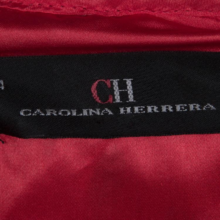 Pre Owned CH Carolina Herrera Red Lace Belted Sleeveless Dress S
