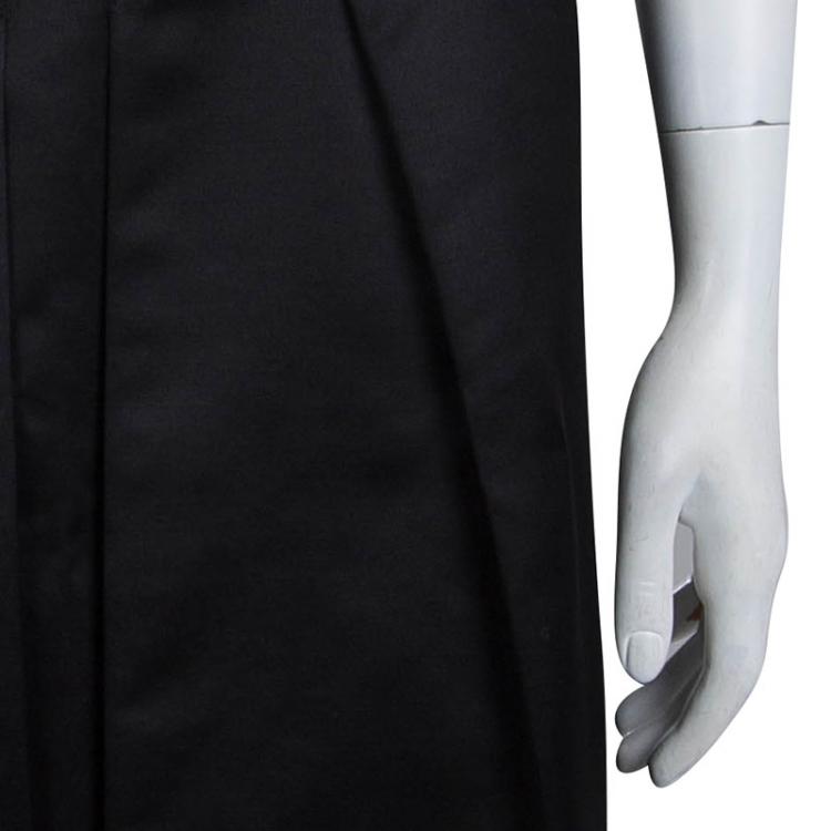Pre Owned CH Carolina Herrera Black Inverted Pleat Detail Skirt L