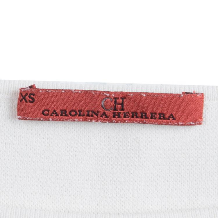 Pre Owned CH Carolina Herrera White Knit Top XS