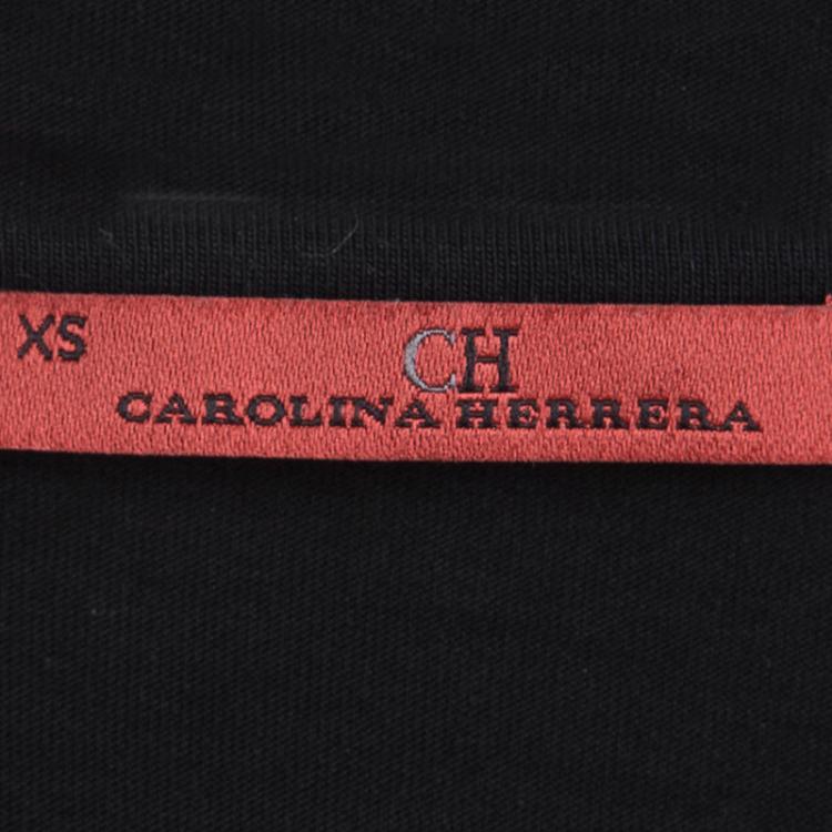Pre Owned CH Carolina Herrera Black Knit Lace Detail Top XS