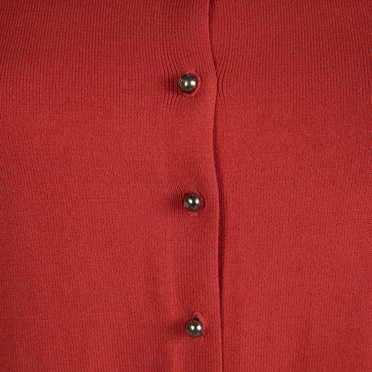 Pre Owned CH Carolina Herrera Red Cropped Cardigan S
