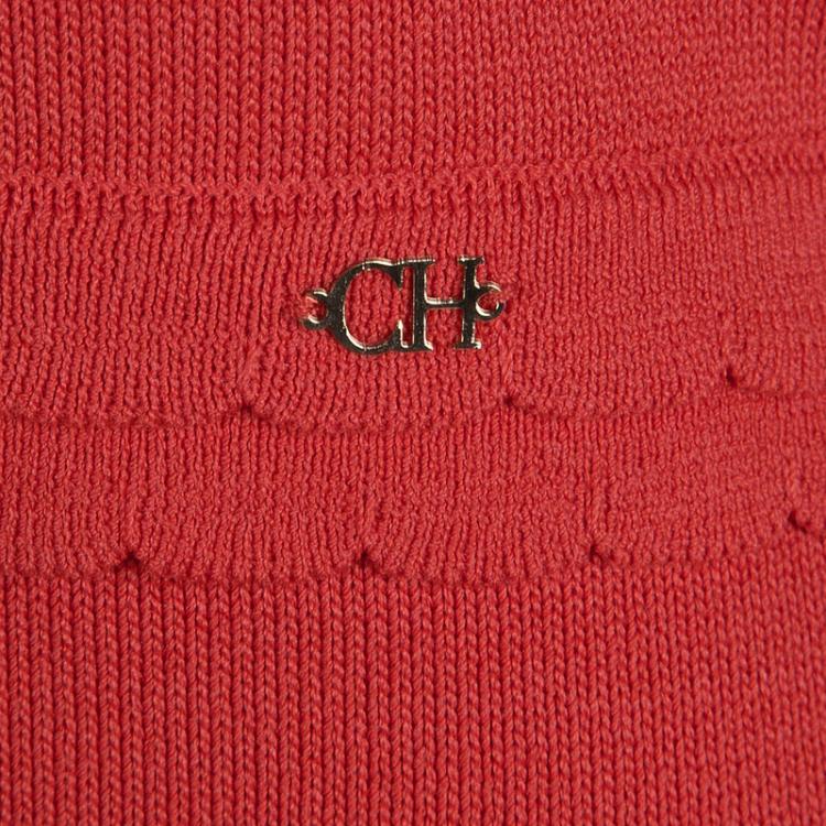Pre Owned CH Carolina Herrera Red Sleeveless Fitted Dress XS