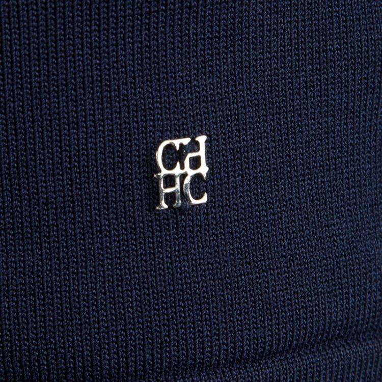 Pre Owned CH Carolina Herrera Navy Blue Knit Bow Detail  Top S