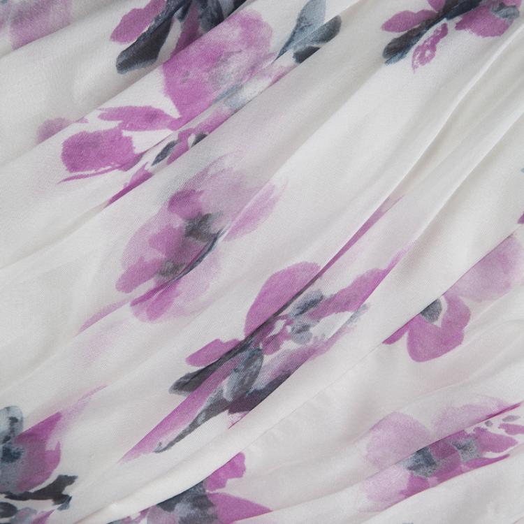 مملوكة مسبقًا CH Carolina Herrera Floral Printed Chiffon Ruched One Shoulder Maxi Dress M