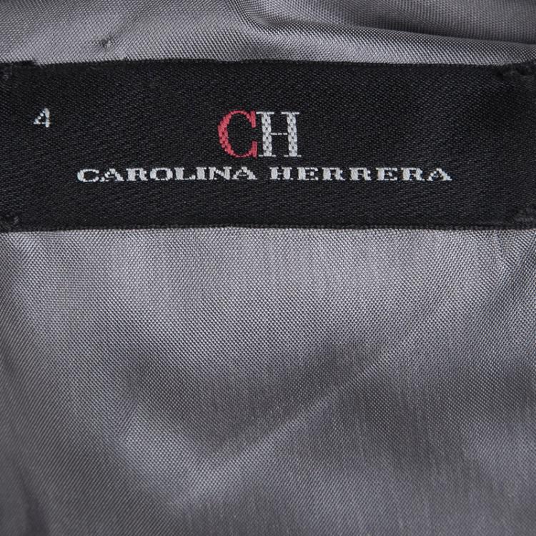 Pre Owned CH Carolina Herrera Grey Brocade Sleeveless Dress S