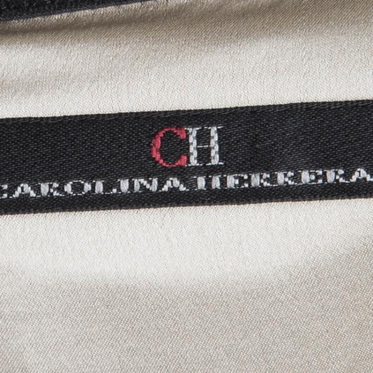 Pre Owned CH Carolina Herrera Black Scallop Lace Button Front Dress S