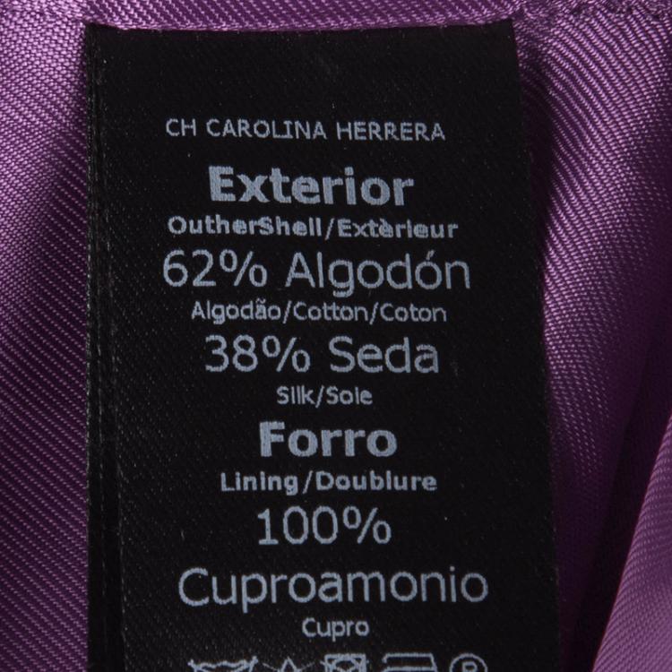 Pre Owned CH Carolina Herrera Purple Textured Buckle Detail Short Sleeve Dress S