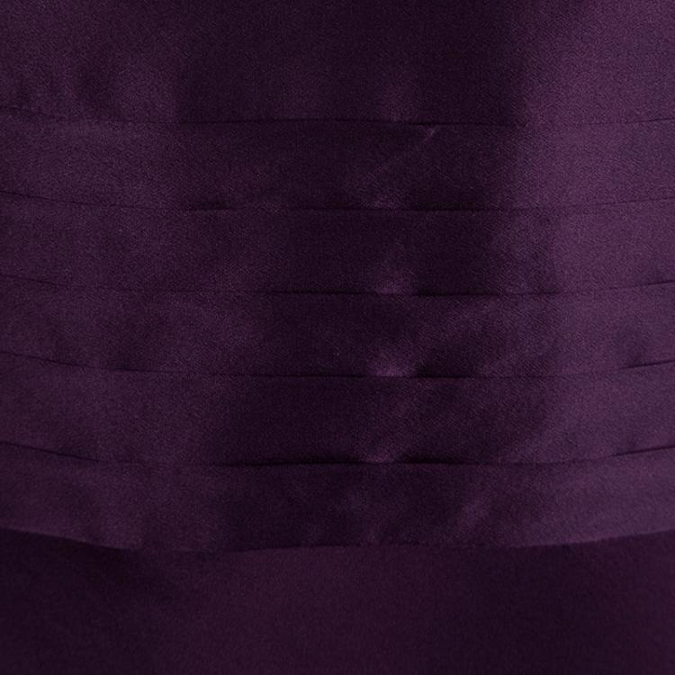 Pre Owned CH Carolina Herrera Purple Silk Sleeveless Evening Gown S