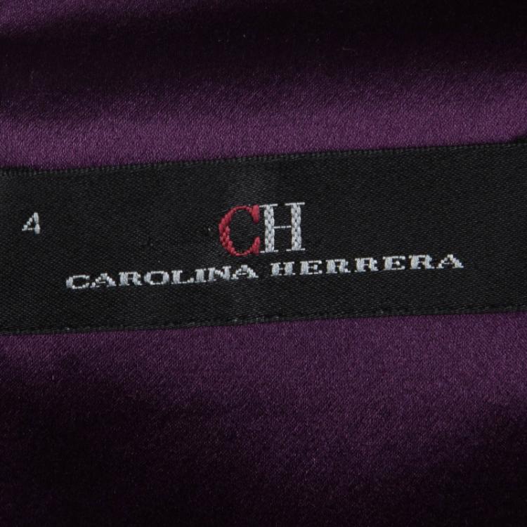 Pre Owned CH Carolina Herrera Purple Silk Sleeveless Evening Gown S