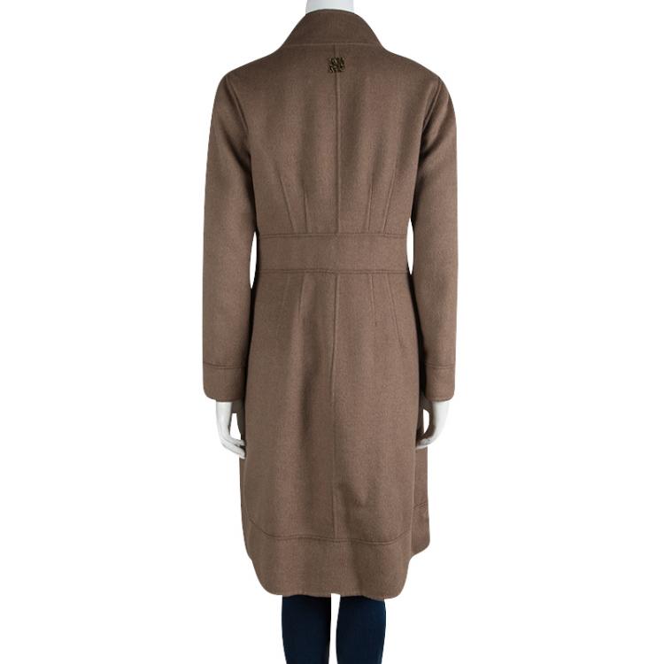 Pre Owned CH Carolina  Herrera Brown Cashmere Bow Detail Coat M