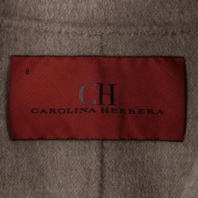 Pre Owned CH Carolina  Herrera Brown Cashmere Bow Detail Coat M