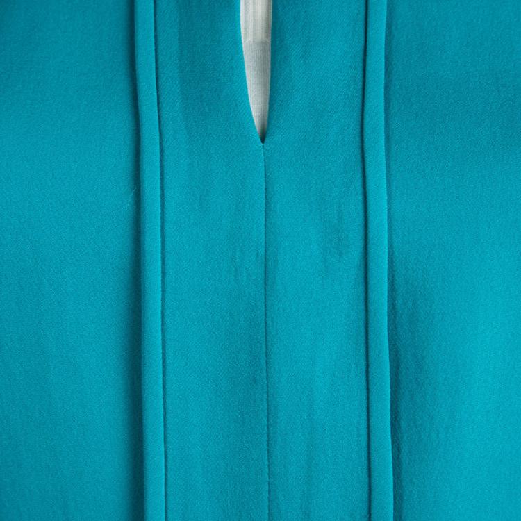 Pre Owned CH Carolina Herrera Blue Silk Sleeveless Blouse M