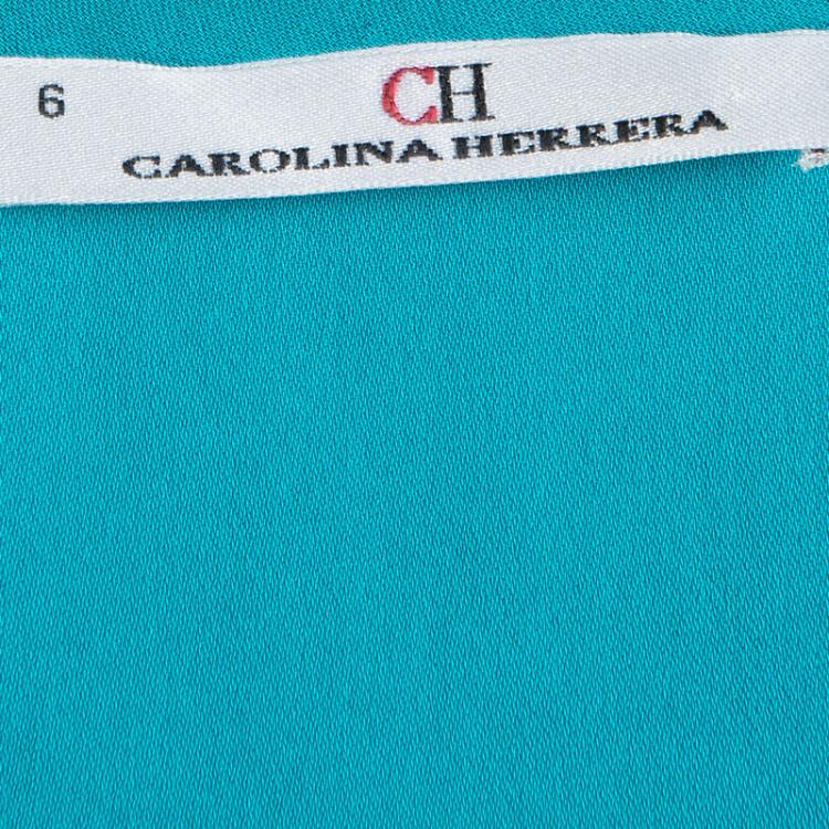Pre Owned CH Carolina Herrera Blue Silk Sleeveless Blouse M