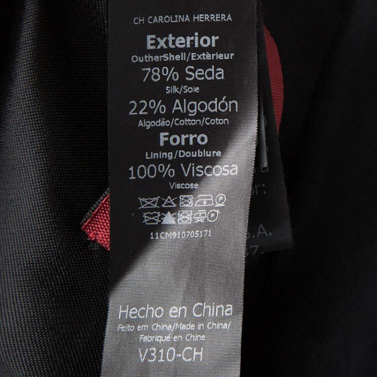 مملوكة مسبقًا CH Carolina Herrera Black Silk Draped Collar Bow Detail Dress M