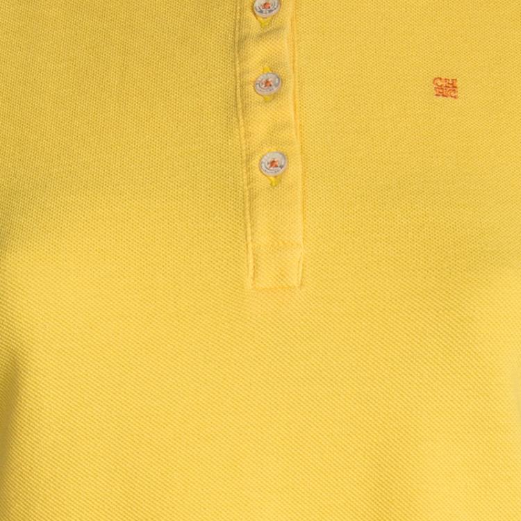 Pre Owned CH Carolina Herrera Yellow Short Sleeve Polo T-Shirt L