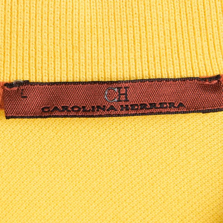 Pre Owned CH Carolina Herrera Yellow Short Sleeve Polo T-Shirt L