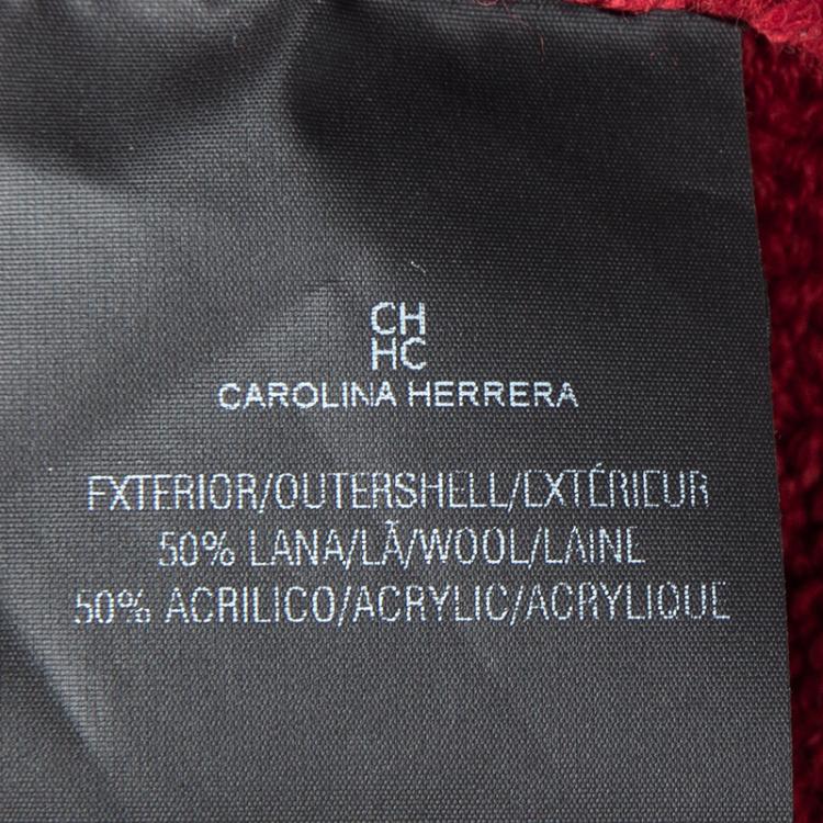 Pre Owned CH Carolina Herrera Red Wool Fringe Detail Cardigan M