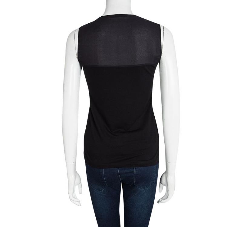 Pre Owned CH Carolina Herrera Black Bow Detail Sleeveless Top XS