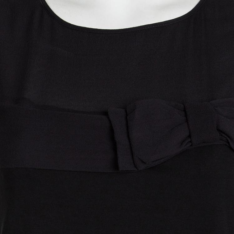 Pre Owned CH Carolina Herrera Black Bow Detail Sleeveless Top XS