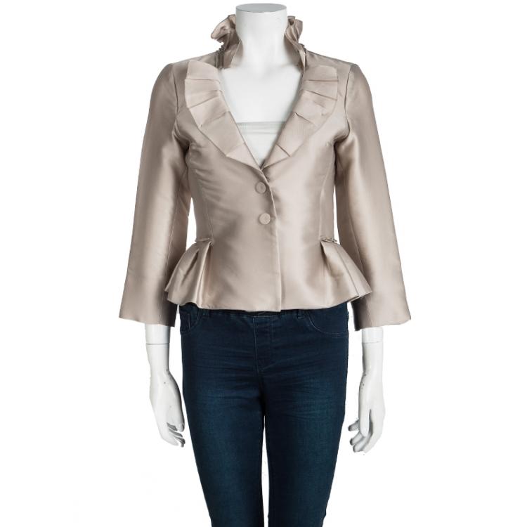 Pre Owned CH Carolina Herrera Beige Ruffle Detail Jacket S