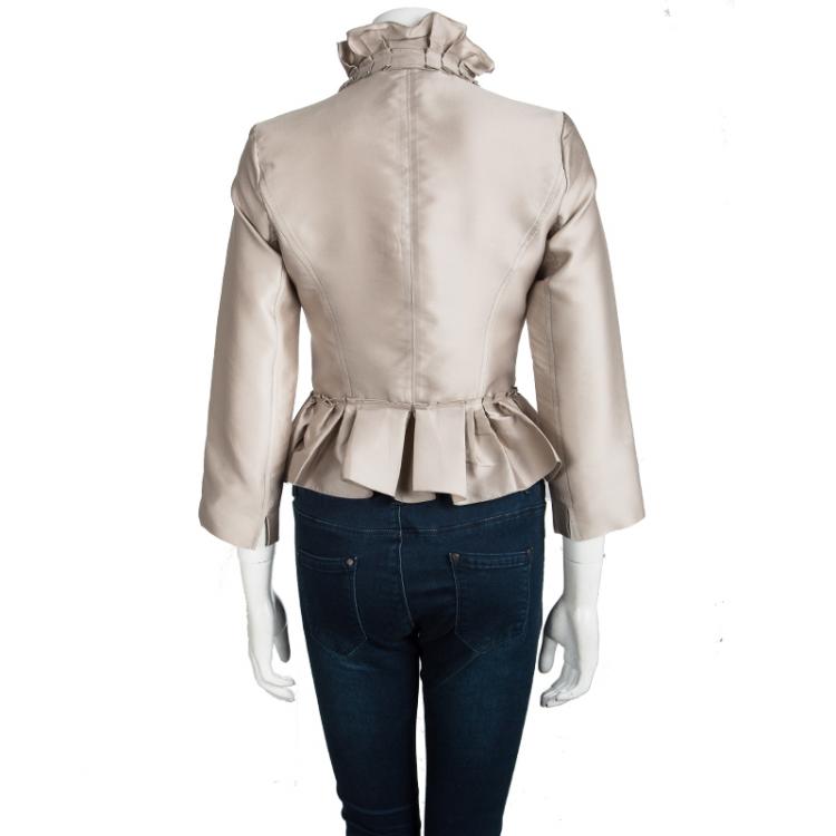 Pre Owned CH Carolina Herrera Beige Ruffle Detail Jacket S