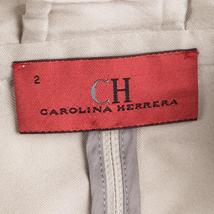 Pre Owned CH Carolina Herrera Beige Ruffle Detail Jacket S