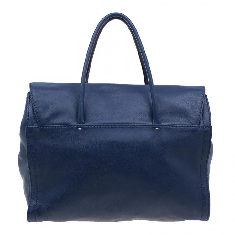 Pre Owned CH Carolina Herrera Blue Leather Tote