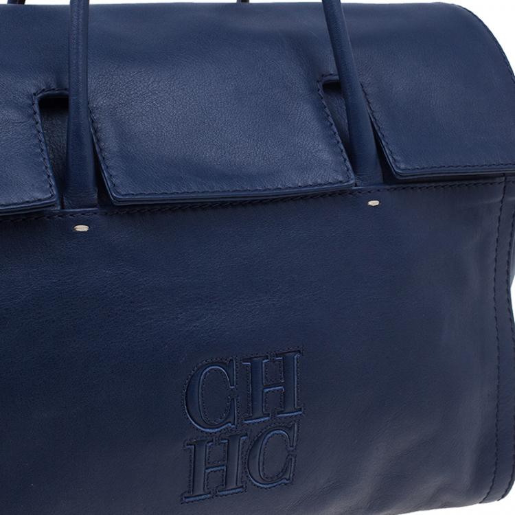 Pre Owned CH Carolina Herrera Blue Leather Tote