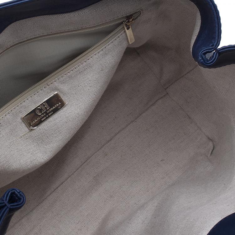 Pre Owned CH Carolina Herrera Blue Leather Tote