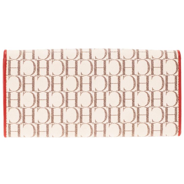 Pre Owned Carolina Herrera Beige Monogram Canvas Continental Wallet